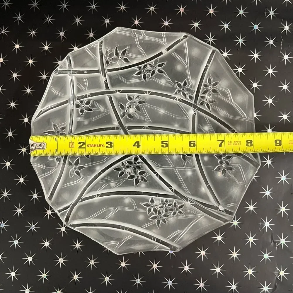Vintage Clear Glass Floral Pattern Plate